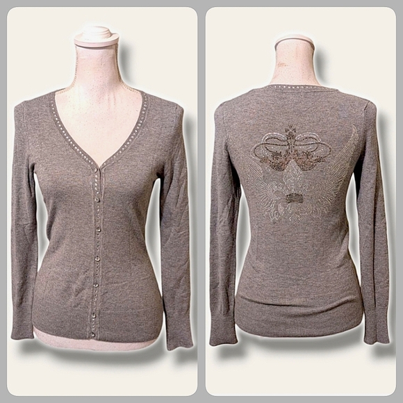 Luxury Y2K Soft Jewel Embellished Cardigan S - Picture 1 of 7